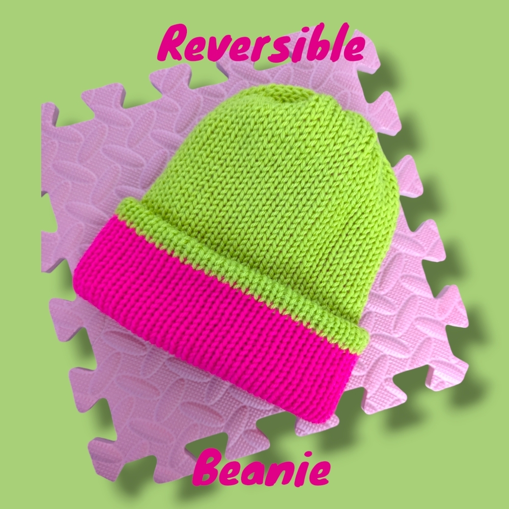 Handmade Reversible Neon Beanie